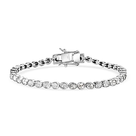 Luxuriant - Lab Grown Diamond Tennis Bracelet (Size - 7) with GB Lock Box in Rhodium Overlay Sterling Silver 2.00 Ct, Silver Wt. 10.53 Gms