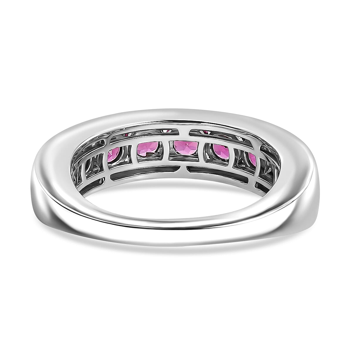 D'Joy Radiant Ember Garnet Band Ring in Rhodium OverlaySterling Silver  2.034  Ct.