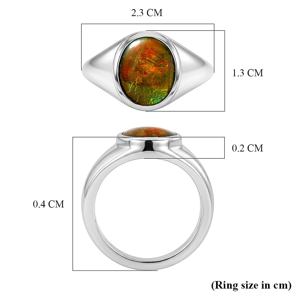 D'Joy - Ammolite Solitaire Ring in Rhodium Overlay Sterling Silver 2.54 Ct.
