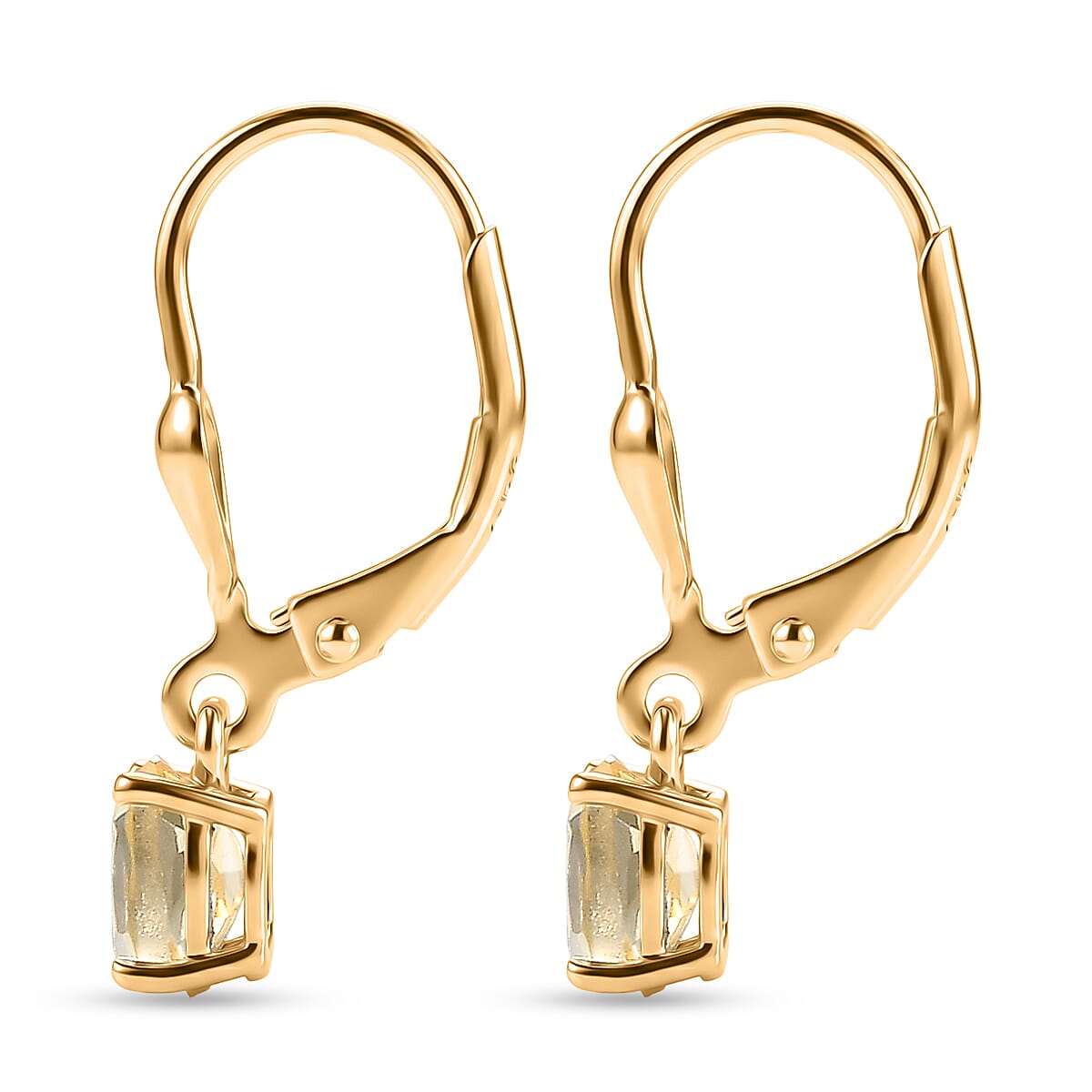 Royal Bali Collection - D'Joy Citrine Solitaire Lever Back Earring in 18K Vermeil Yellow Gold Plated Sterling Silver