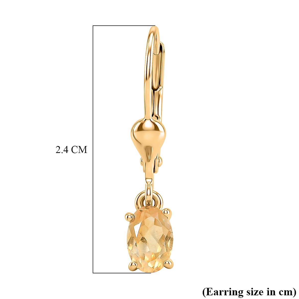 Royal Bali Collection - D'Joy Citrine Solitaire Lever Back Earring in 18K Vermeil Yellow Gold Plated Sterling Silver