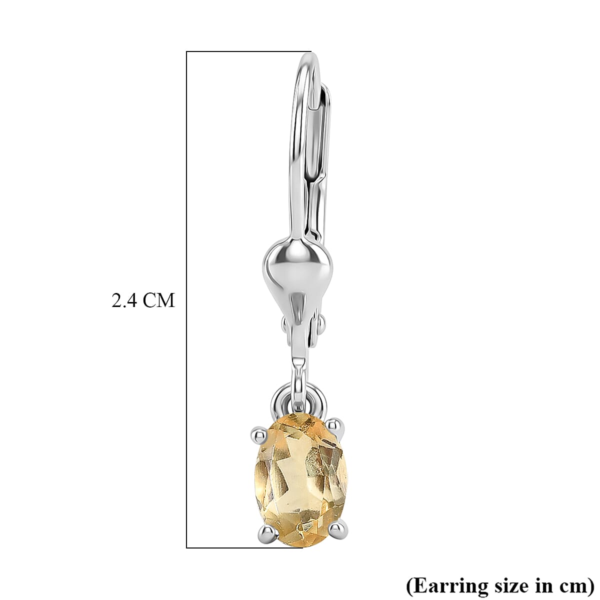 Royal Bali Collection - D'Joy Citrine Solitaire Lever Back Earring in Rhodium Overlay Sterling Silver