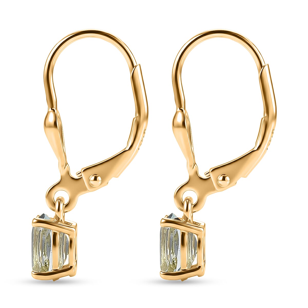 Royal Bali Collection - D'Joy Aquamarine Solitaire Lever Back Earring in 18K Vermeil Yellow Gold Plated Sterling Silver