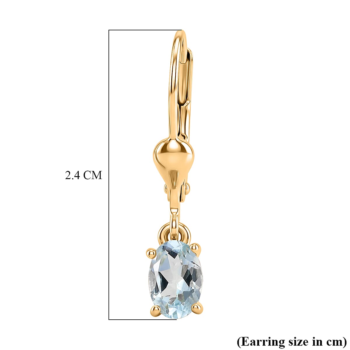 Royal Bali Collection - D'Joy Aquamarine Solitaire Lever Back Earring in 18K Vermeil Yellow Gold Plated Sterling Silver