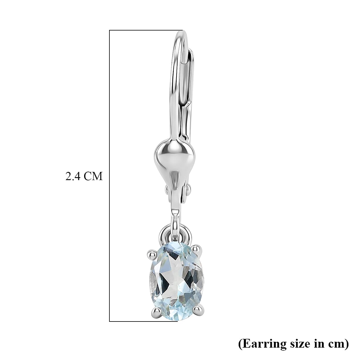 Royal Bali Collection - D'Joy Aquamarine Solitaire Lever Back Earring in Rhodium Overlay Sterling Silver