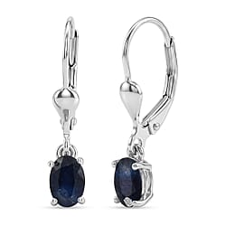 Royal Bali Collection - D'Joy African Amethyst Solitaire Lever Back Earring in Rhodium Overlay Sterling Silver