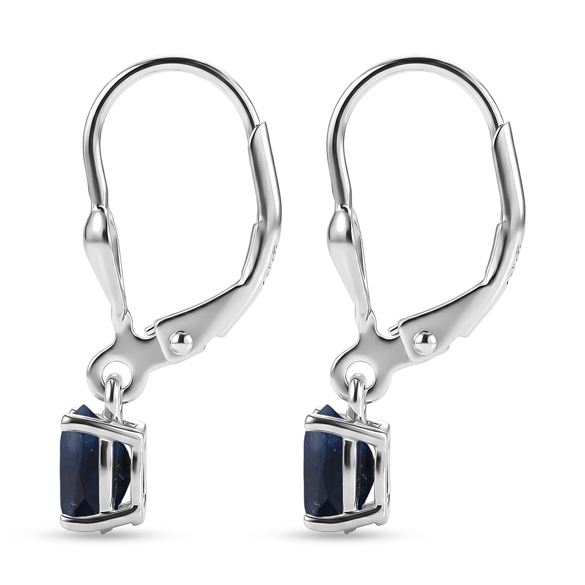 Royal Bali Collection - D'Joy Masoala Sapphire Solitaire Lever Back Earring in Rhodium Overlay Sterling Silver 1.46 Ct.