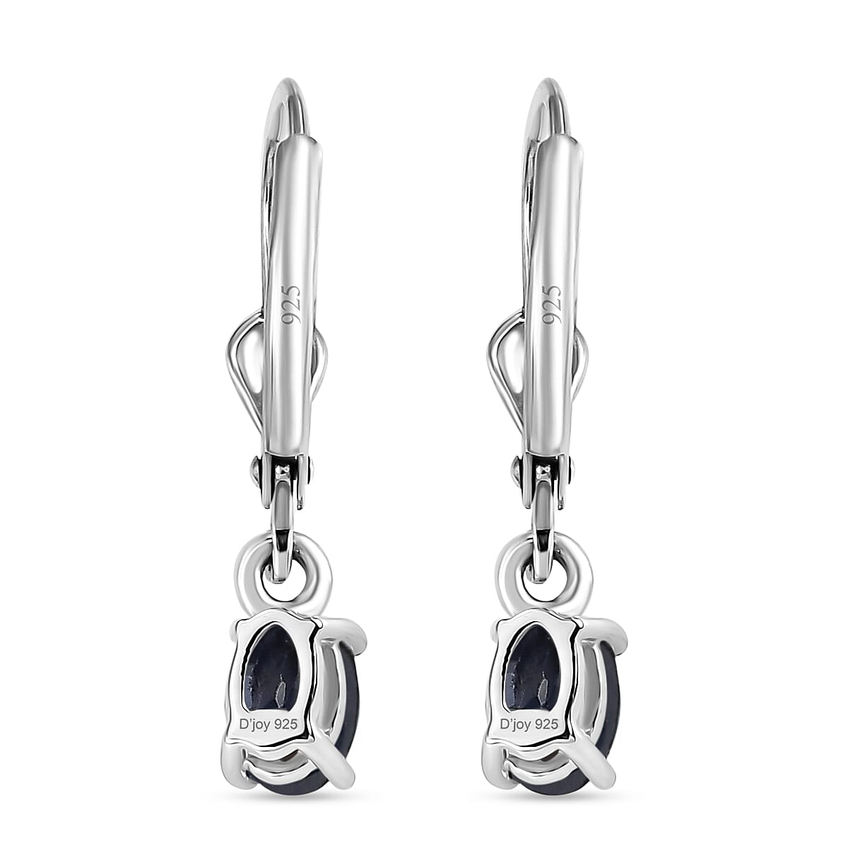 Royal Bali Collection - D'Joy Masoala Sapphire Solitaire Lever Back Earring in Rhodium Overlay Sterling Silver 1.46 Ct.