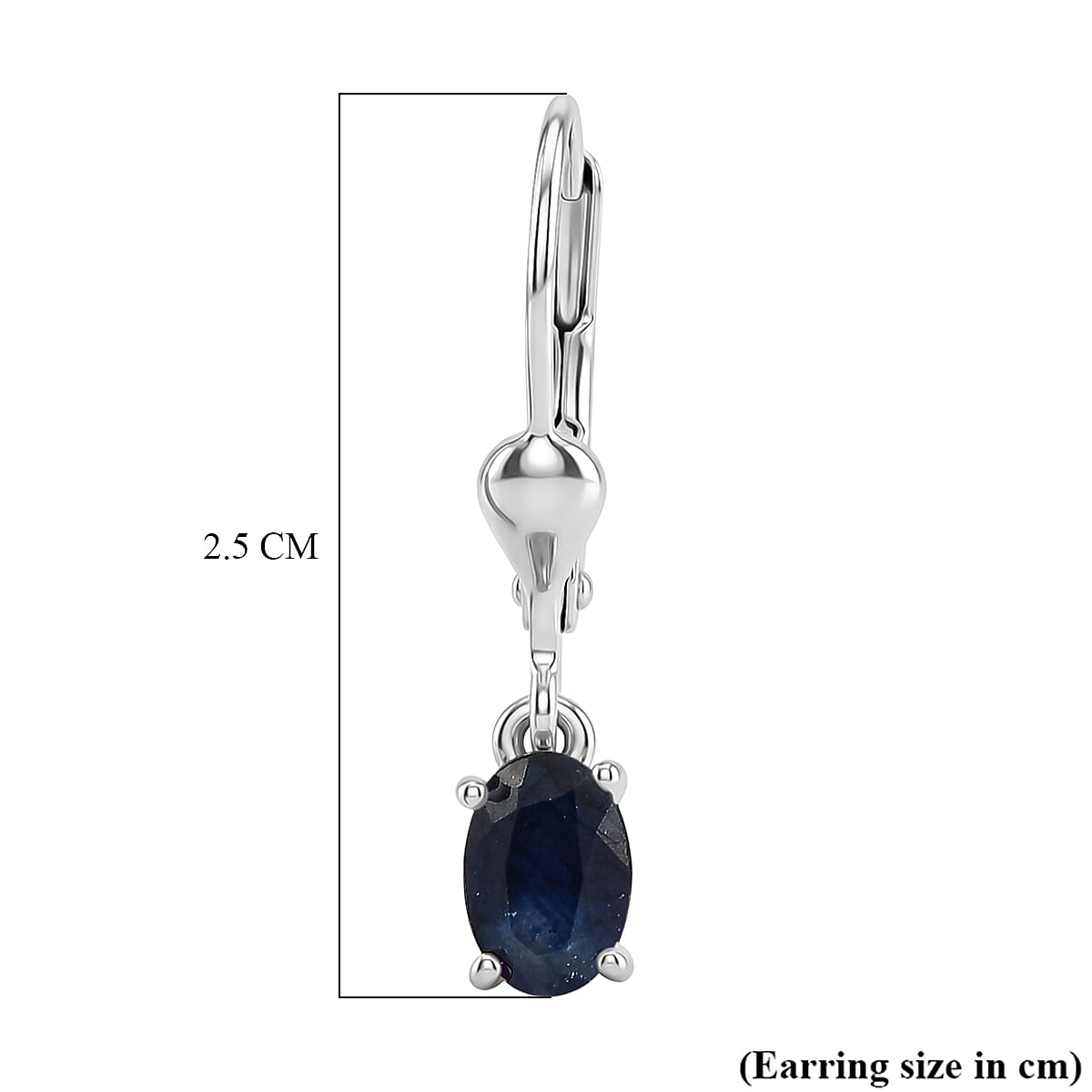 Royal Bali Collection - D'Joy Masoala Sapphire Solitaire Lever Back Earring in Rhodium Overlay Sterling Silver 1.46 Ct.