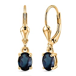 Royal Bali Collection - D'Joy Aquamarine Solitaire Lever Back Earring in 18K Vermeil Yellow Gold Plated Sterling Silver