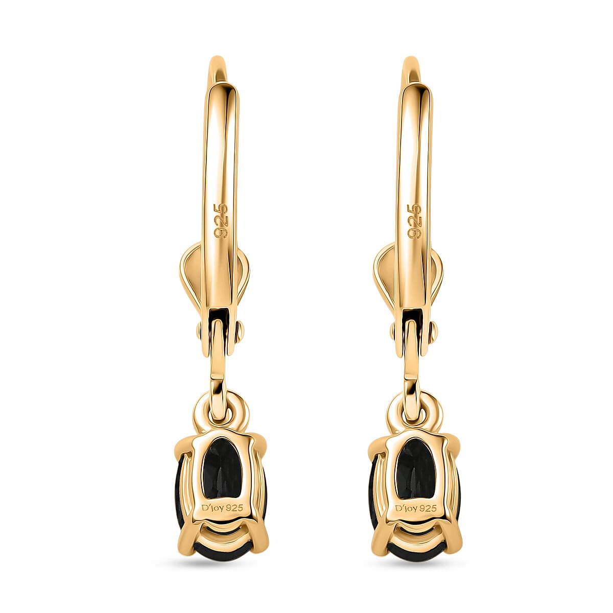 Royal Bali Collection - D'Joy London Blue Topaz Solitaire Lever Back Earring in 18K Vermeil Yellow Gold Plated Sterling Silver 1.05 Ct.