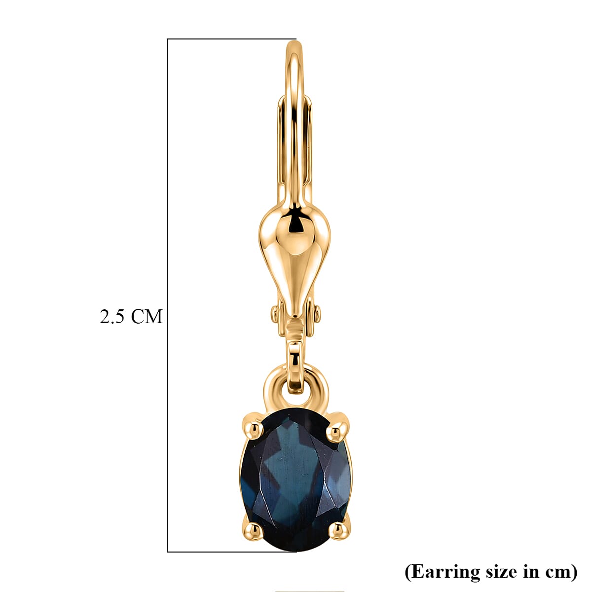 Royal Bali Collection - D'Joy London Blue Topaz Solitaire Lever Back Earring in 18K Vermeil Yellow Gold Plated Sterling Silver 1.05 Ct.