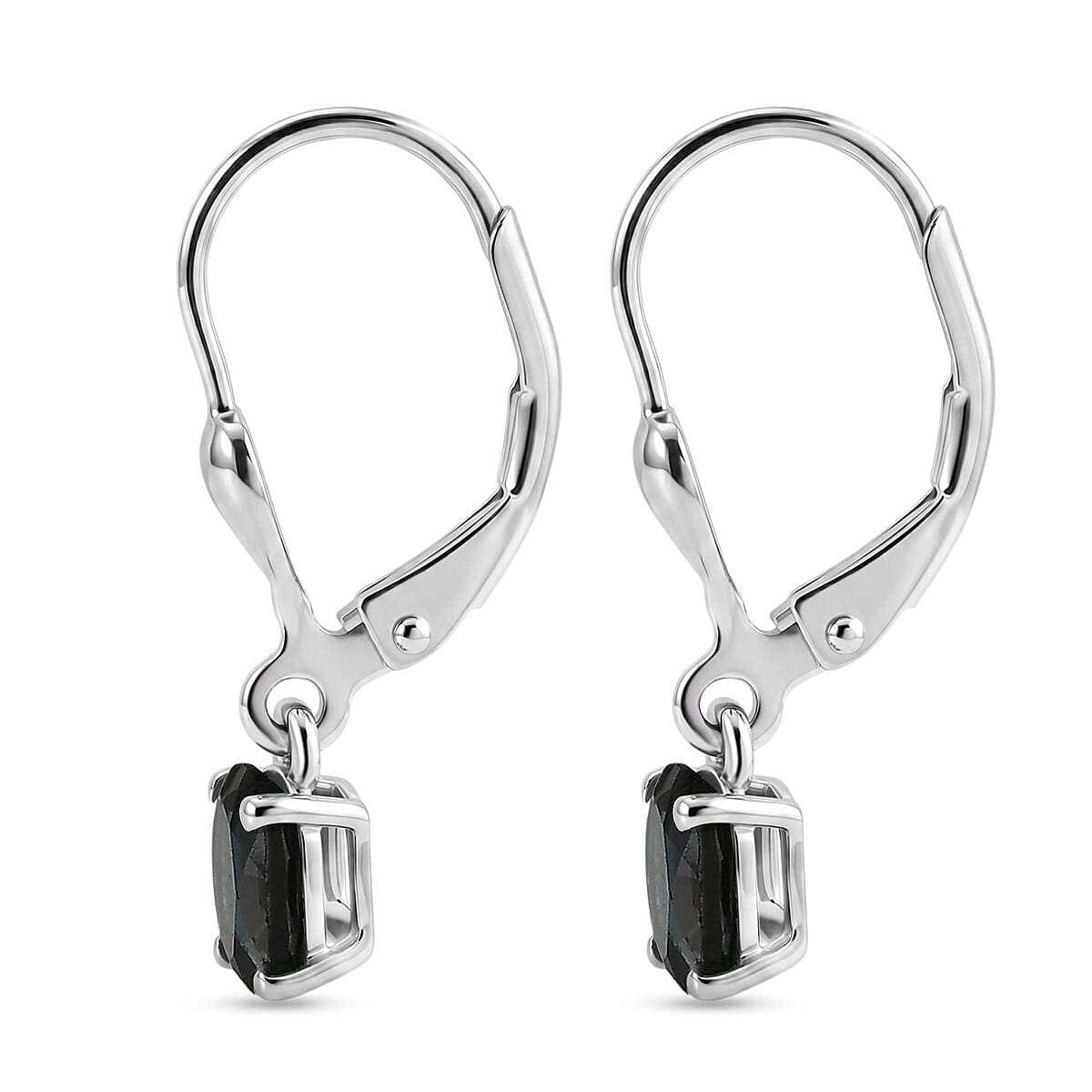 Royal Bali Collection - D'Joy London Blue Topaz Solitaire Lever Back Earring in Rhodium Overlay Sterling Silver 1.05 Ct.