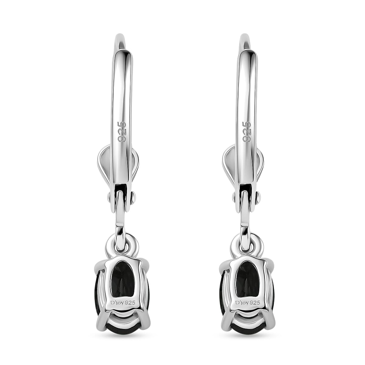 Royal Bali Collection - D'Joy London Blue Topaz Solitaire Lever Back Earring in Rhodium Overlay Sterling Silver 1.05 Ct.