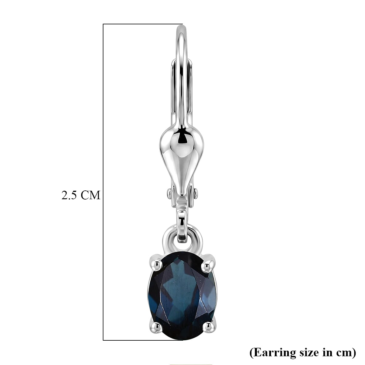 Royal Bali Collection - D'Joy London Blue Topaz Solitaire Lever Back Earring in Rhodium Overlay Sterling Silver 1.05 Ct.