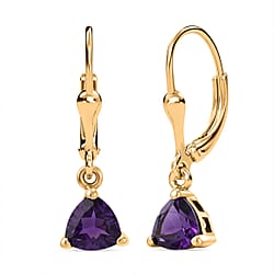 Royal Bali Collection - D'Joy Aquamarine Solitaire Earring with Lever Back in 18K Vermeil Yellow Gold Plated Sterling Silver 1.18 Ct.