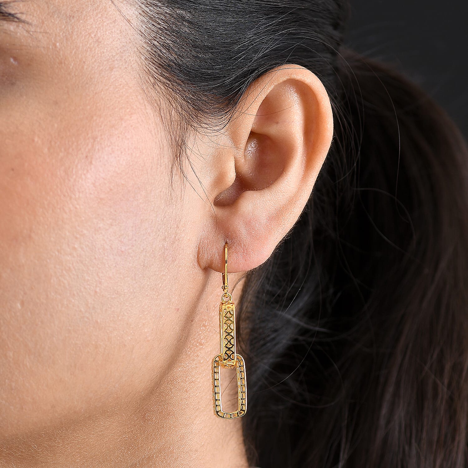 Bronzella Collection - EverTrue Geometric Drop Earring with Lever Back in 18K Gold Plating