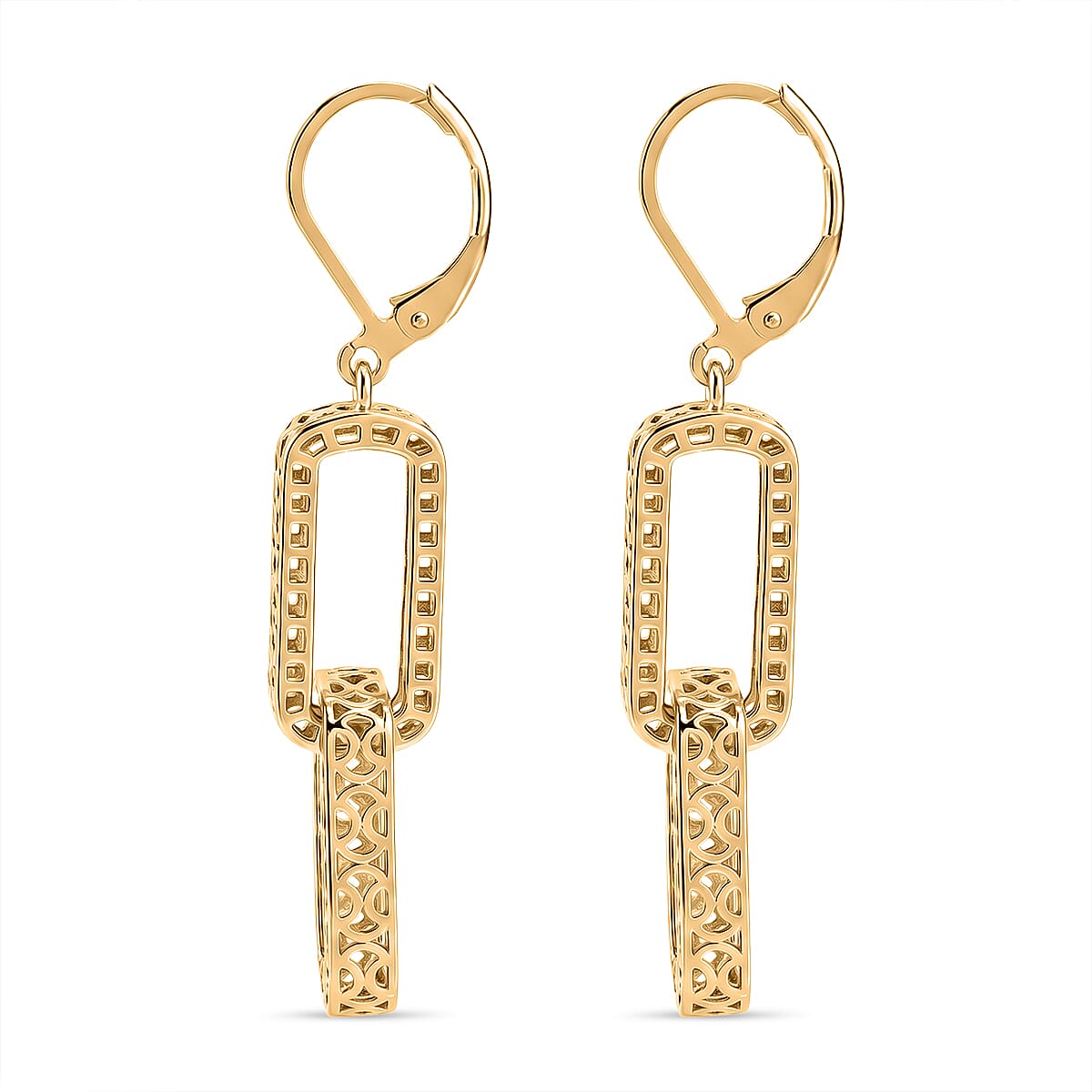 Bronzella Collection - EverTrue Geometric Drop Earring with Lever Back in 18K Gold Plating