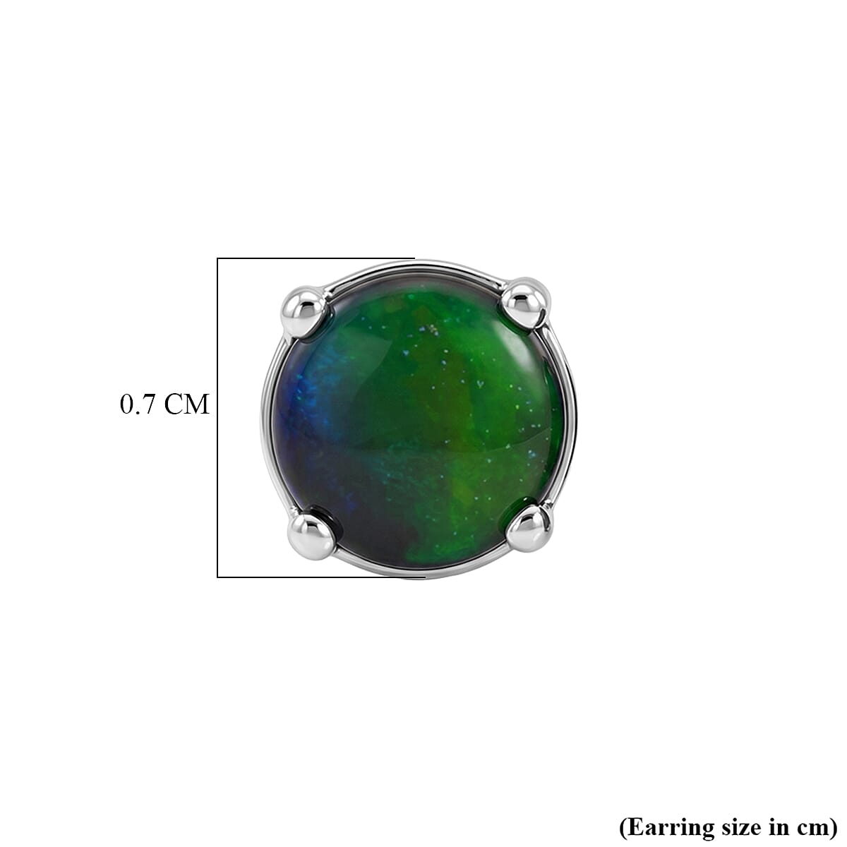 Ammolite Earring with Push Back in Platinum Overlay Sterling Silver 1.66 Ct.