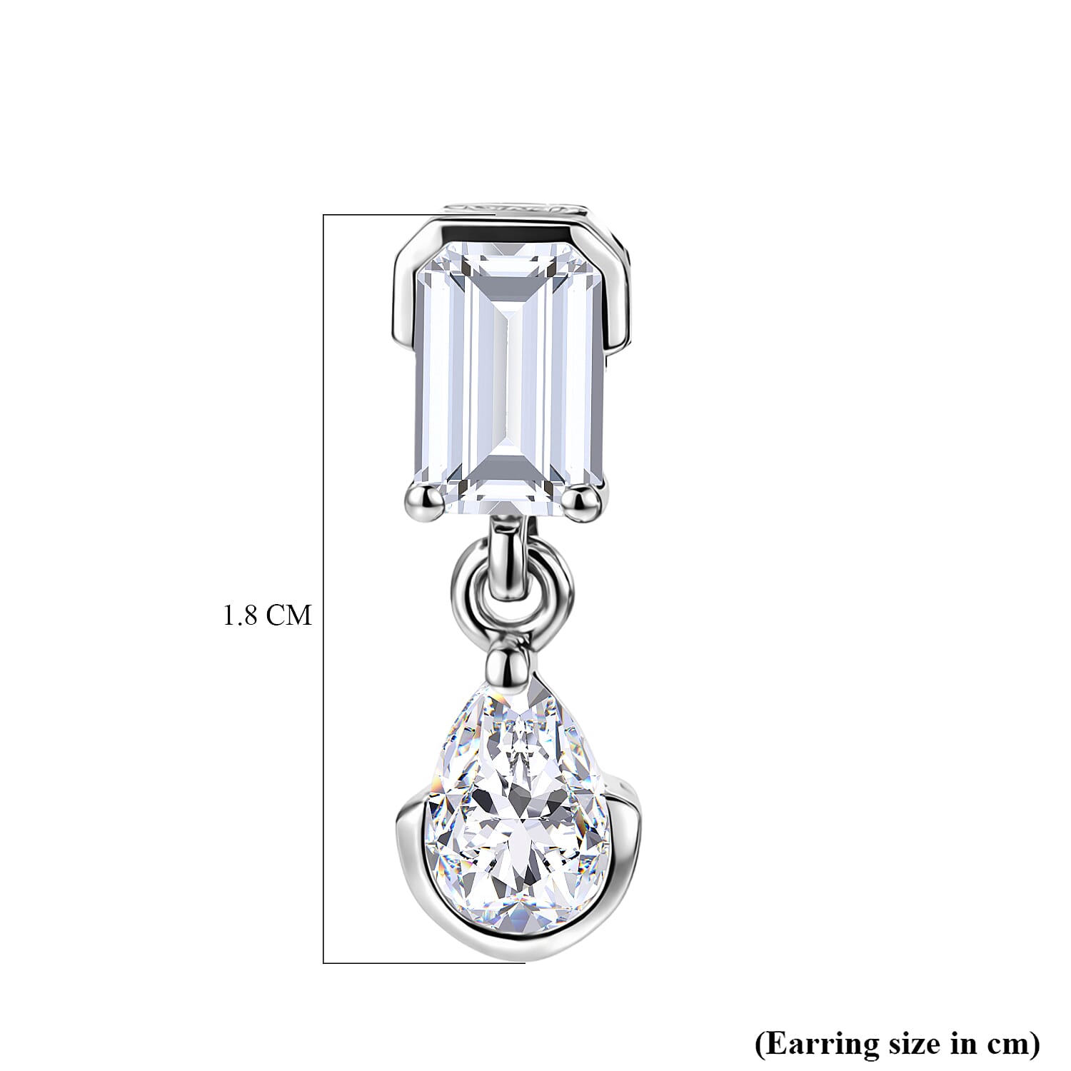 D'Joy - Moissanite Dangling Earring with Push Back in Platinum Overlay Sterling Silver 1.92 Ct.