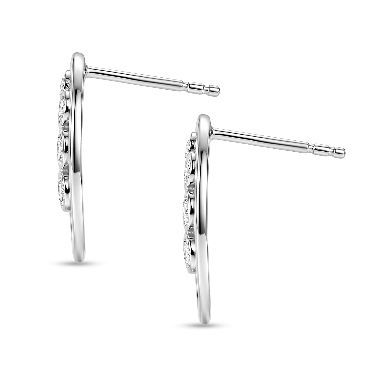 D'Joy - Moissanite Earring with Push Back in Platinum Overlay Sterling Silver