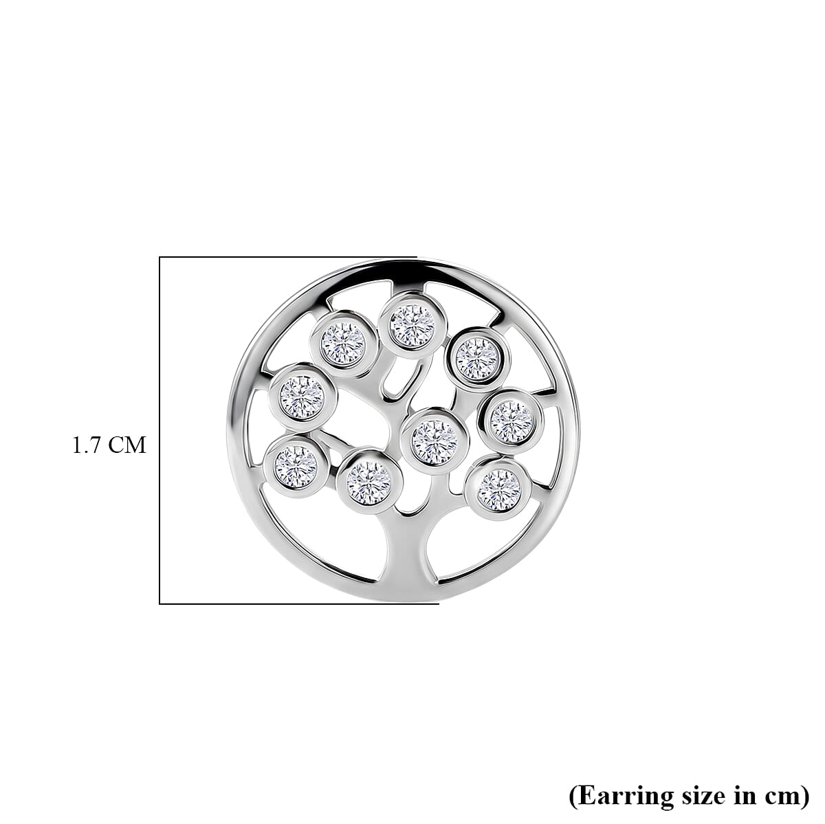 D'Joy - Moissanite Earring with Push Back in Platinum Overlay Sterling Silver