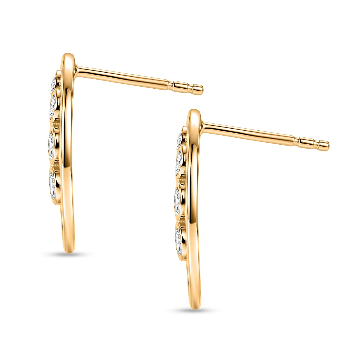 D'Joy - Moissanite Tree of Life Earring with Push Post in Yellow Gold Plated Sterling Silver