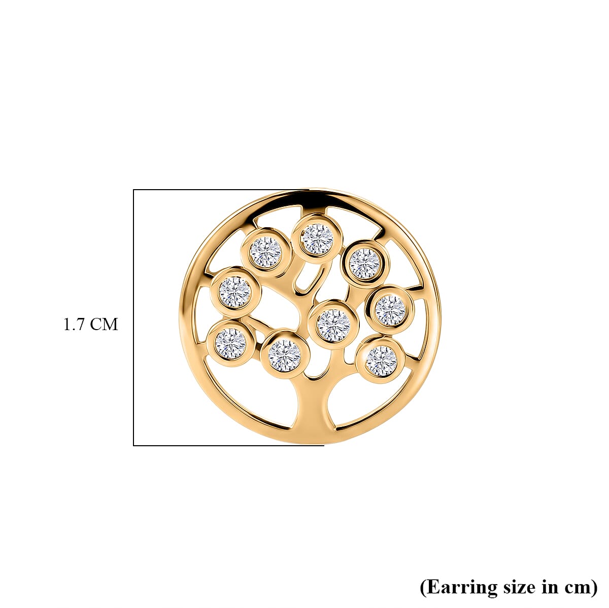 D'Joy - Moissanite Tree of Life Earring with Push Post in Yellow Gold Plated Sterling Silver
