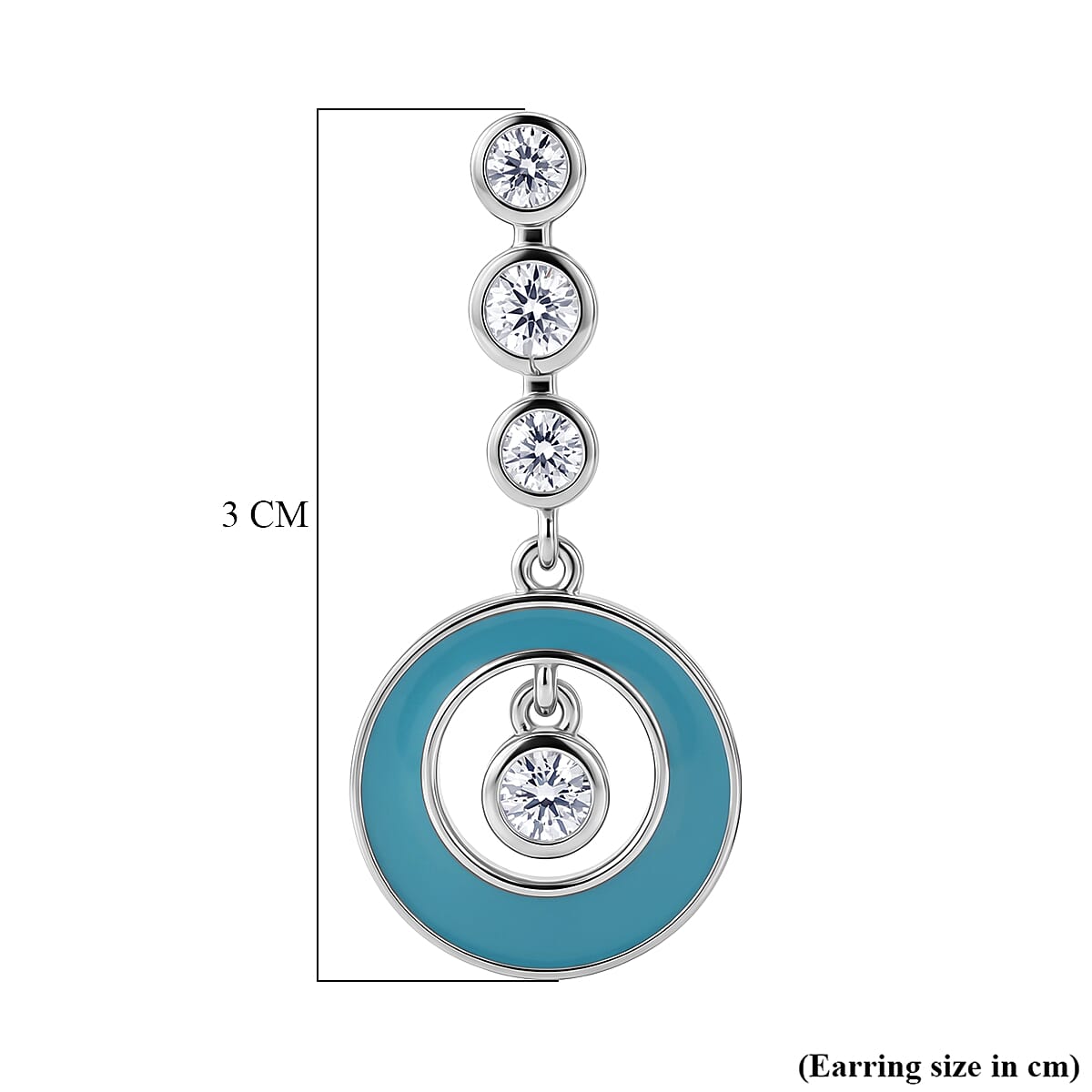 D'Joy - Moissanite Dangling Earring with Push Back in Platinum Overlay Sterling Silver