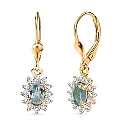 Royal Bali Collection - D'Joy Red Garnet & White Zircon Earring with Lever Back in 18K Vermeil Yellow Gold Plated Sterling Silver 1.77 Ct.
