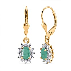 Royal Bali Collection - D'Joy Red Garnet & White Zircon Earring with Lever Back in 18K Vermeil Yellow Gold Plated Sterling Silver 1.77 Ct.