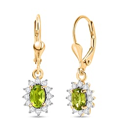 Royal Bali Collection - D'Joy Red Garnet & White Zircon Earring with Lever Back in 18K Vermeil Yellow Gold Plated Sterling Silver 1.77 Ct.