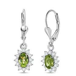 Royal Bali Collection - D'Joy Red Garnet & White Zircon Earring with Lever Back in Rhodium Overlay Sterling Silver 1.77 Ct.