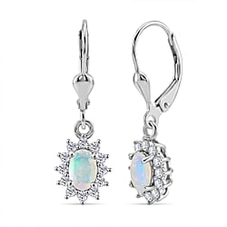 Royal Bali Collection - D'Joy Red Garnet & White Zircon Earring with Lever Back in Rhodium Overlay Sterling Silver 1.77 Ct.