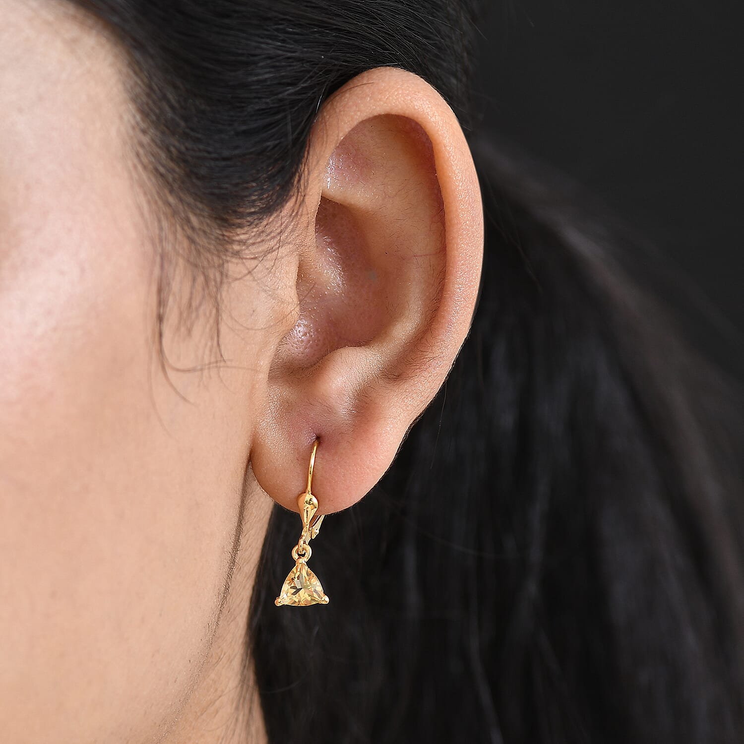 Royal Bali Collection - D'Joy Citrine Solitaire Earring with Lever Back in 18K Vermeil Yellow Gold Plated Sterling Silver 1.45 Ct.