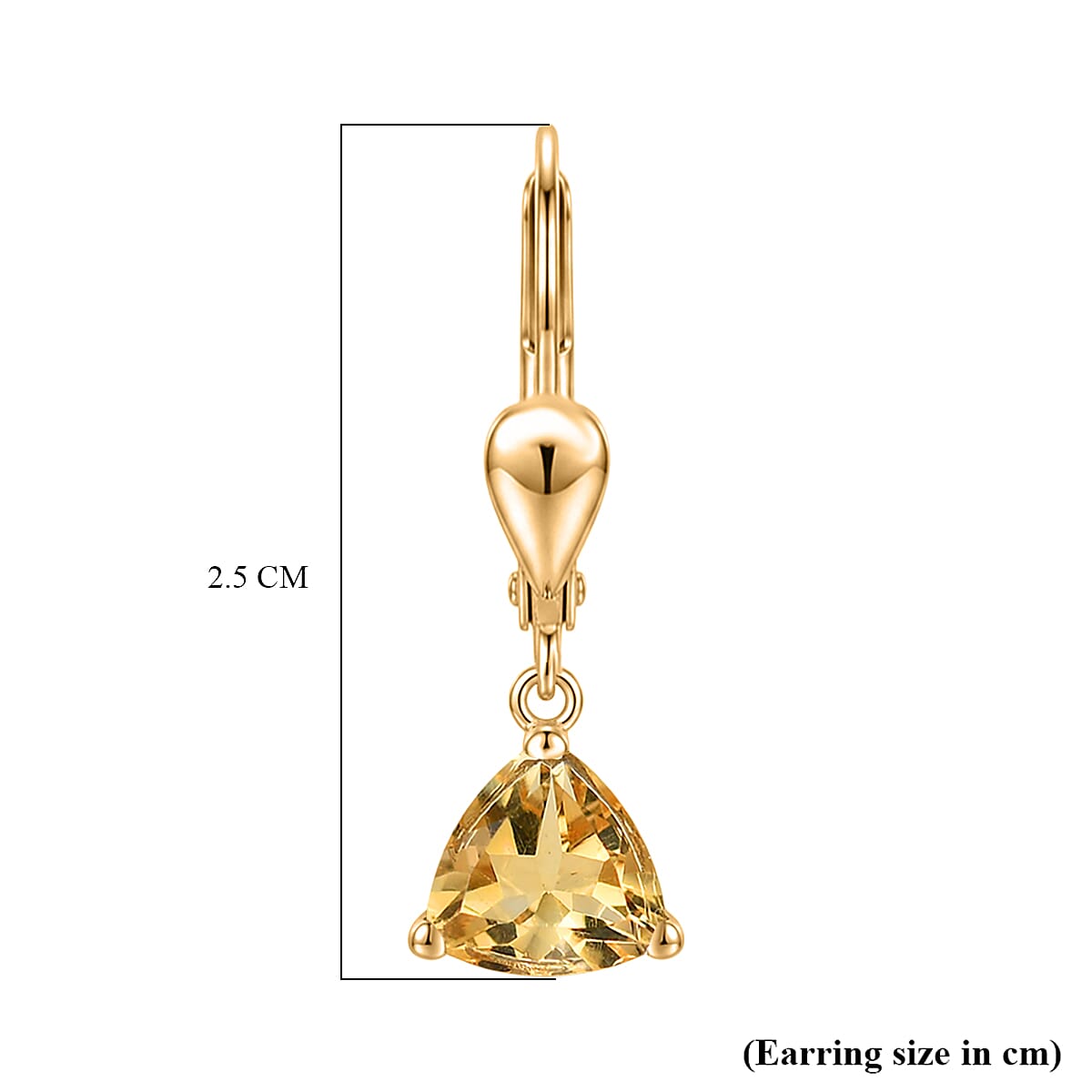 Royal Bali Collection - D'Joy Citrine Solitaire Earring with Lever Back in 18K Vermeil Yellow Gold Plated Sterling Silver 1.45 Ct.