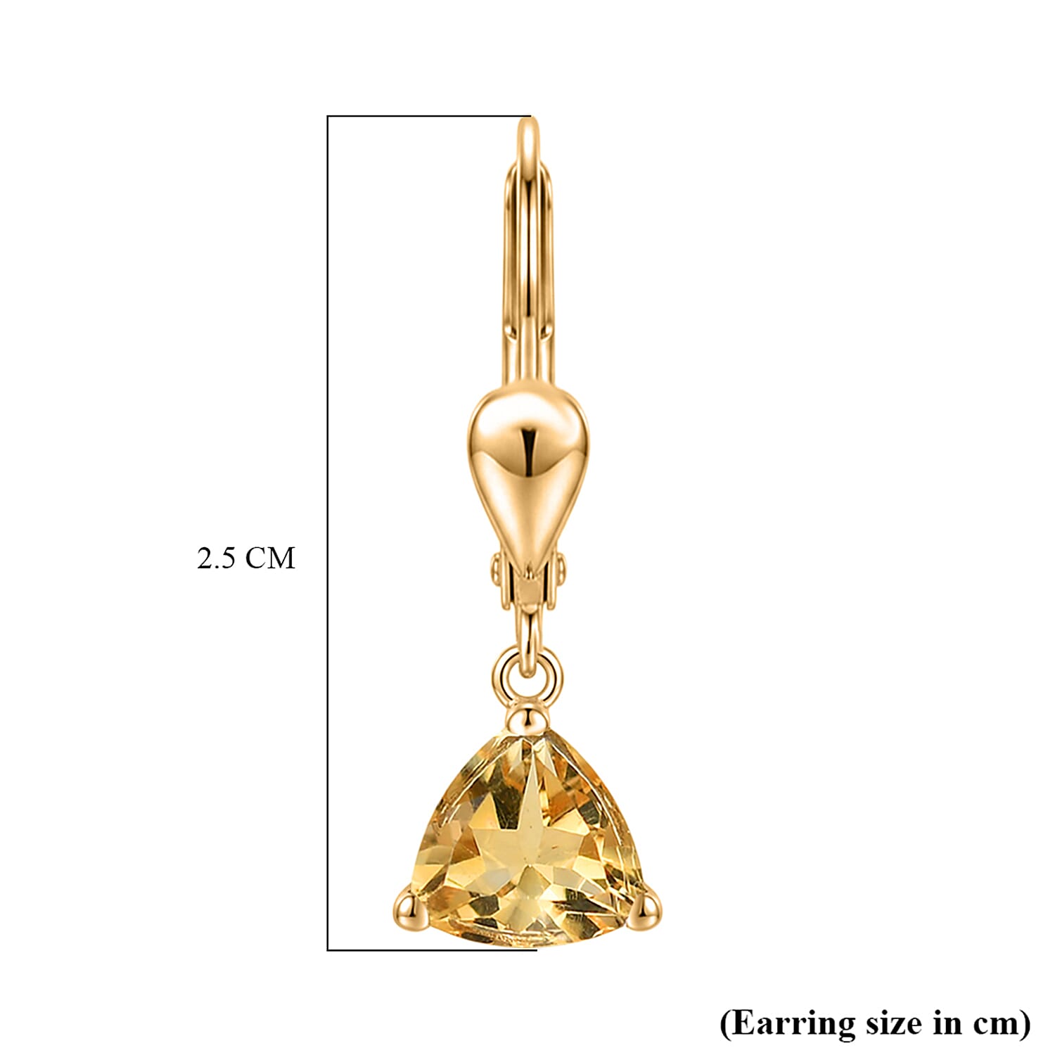 Royal Bali Collection - D'Joy Citrine Solitaire Earring with Lever Back in 18K Vermeil Yellow Gold Plated Sterling Silver 1.45 Ct.