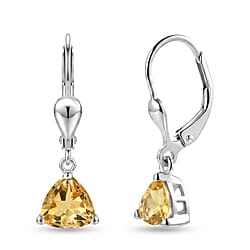Royal Bali Collection - D'Joy African Amethyst Solitaire Lever Back Earring in Rhodium Overlay Sterling Silver 1.34 Ct.