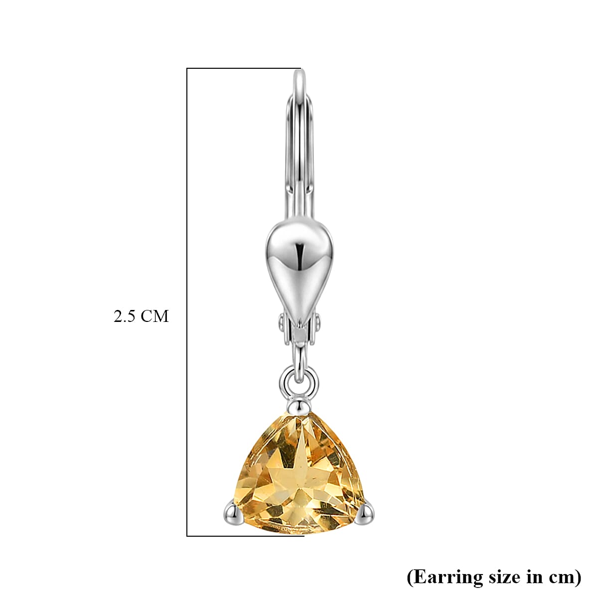 Royal Bali Collection - D'Joy Citrine Solitaire Earring with Lever Back in Rhodium Overlay Sterling Silver 1.45 Ct.