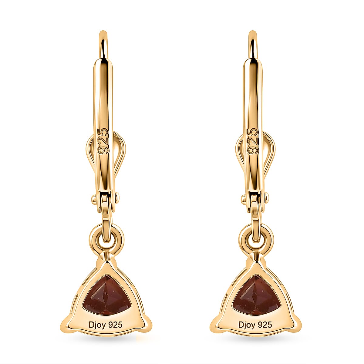 Royal Bali Collection - D'Joy Red Garnet Solitaire Earring with Lever Back in 18K Vermeil Yellow Gold Plated Sterling Silver 1.74 Ct.
