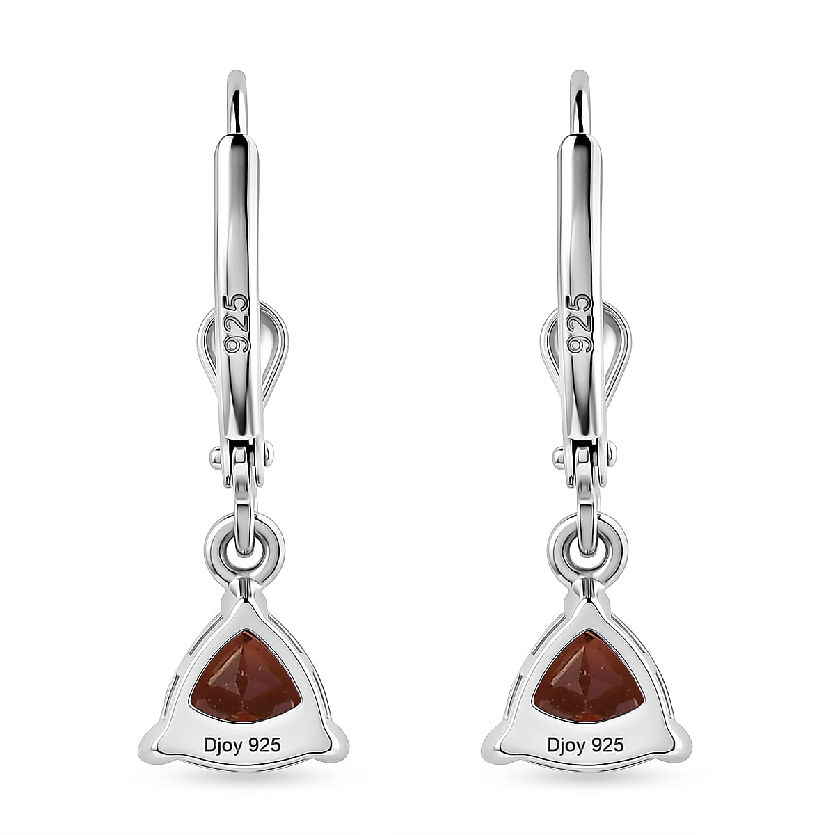 Royal Bali Collection - D'Joy Red Garnet Solitaire Earring with Lever Back in Rhodium Overlay Sterling Silver 1.74 Ct.