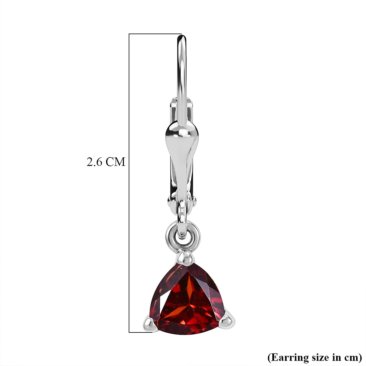Royal Bali Collection - D'Joy Red Garnet Solitaire Earring with Lever Back in Rhodium Overlay Sterling Silver 1.74 Ct.