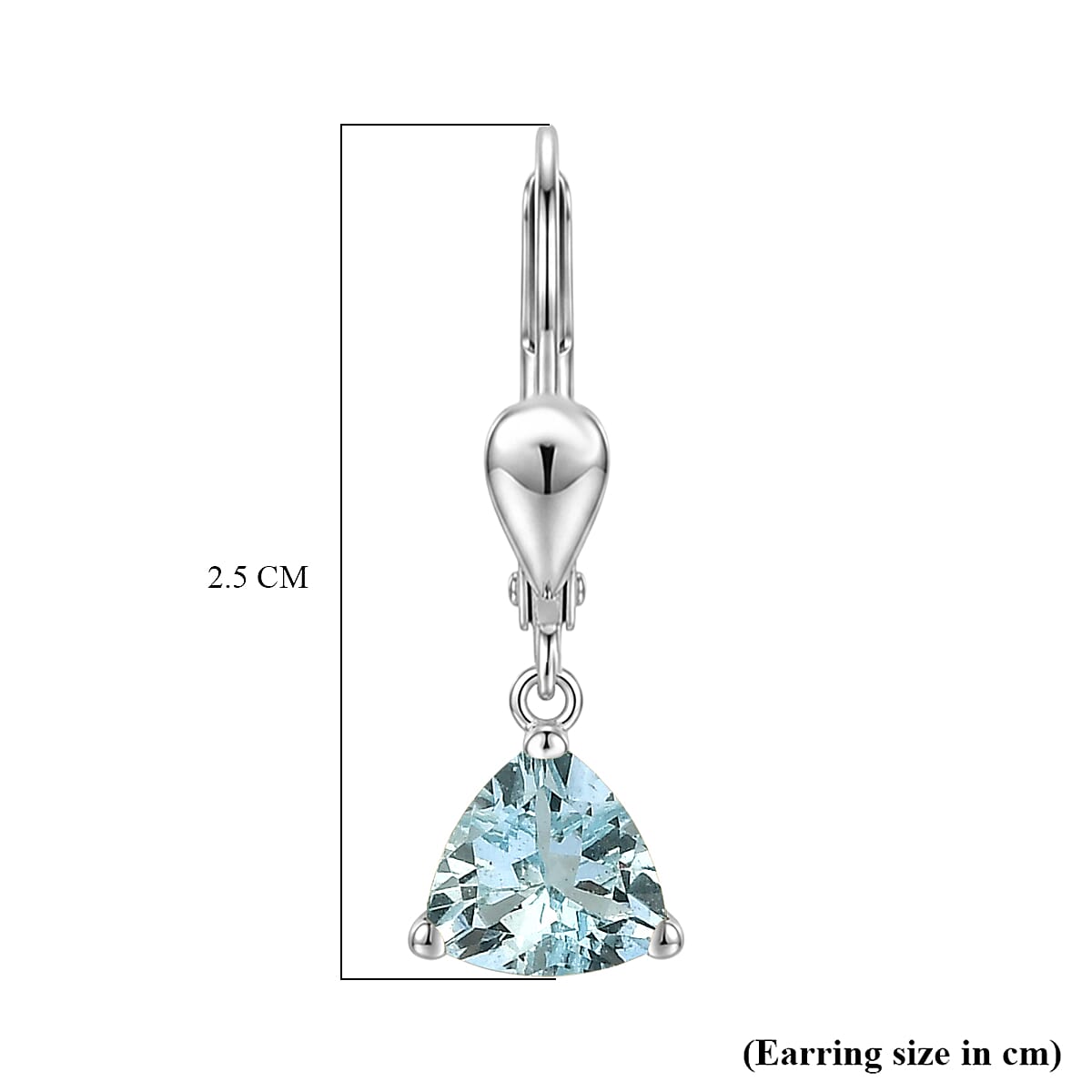 Royal Bali Collection - D'Joy Aquamarine Solitaire Earring with Lever Back in Rhodium Overlay Sterling Silver 1.18 Ct.