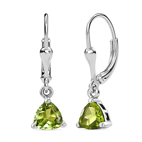 Royal Bali Collection - D'Joy Peridot Solitaire Earring with Lever Back in Rhodium Overlay Sterling Silver 1.60 Ct.