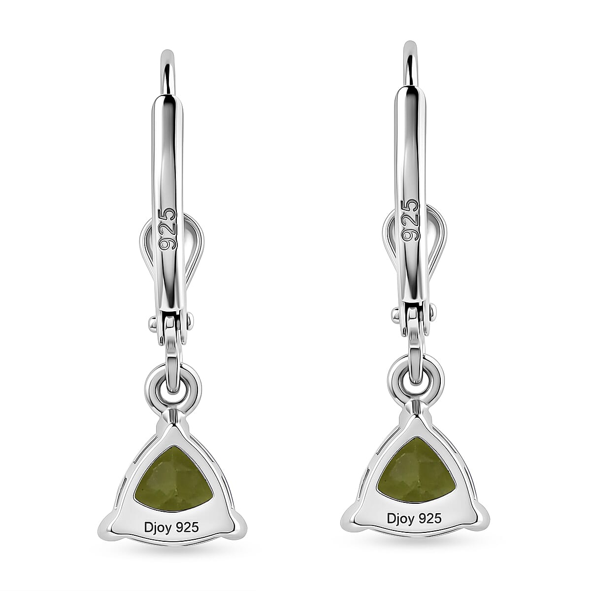 Royal Bali Collection - D'Joy Peridot Solitaire Earring with Lever Back in Rhodium Overlay Sterling Silver 1.60 Ct.
