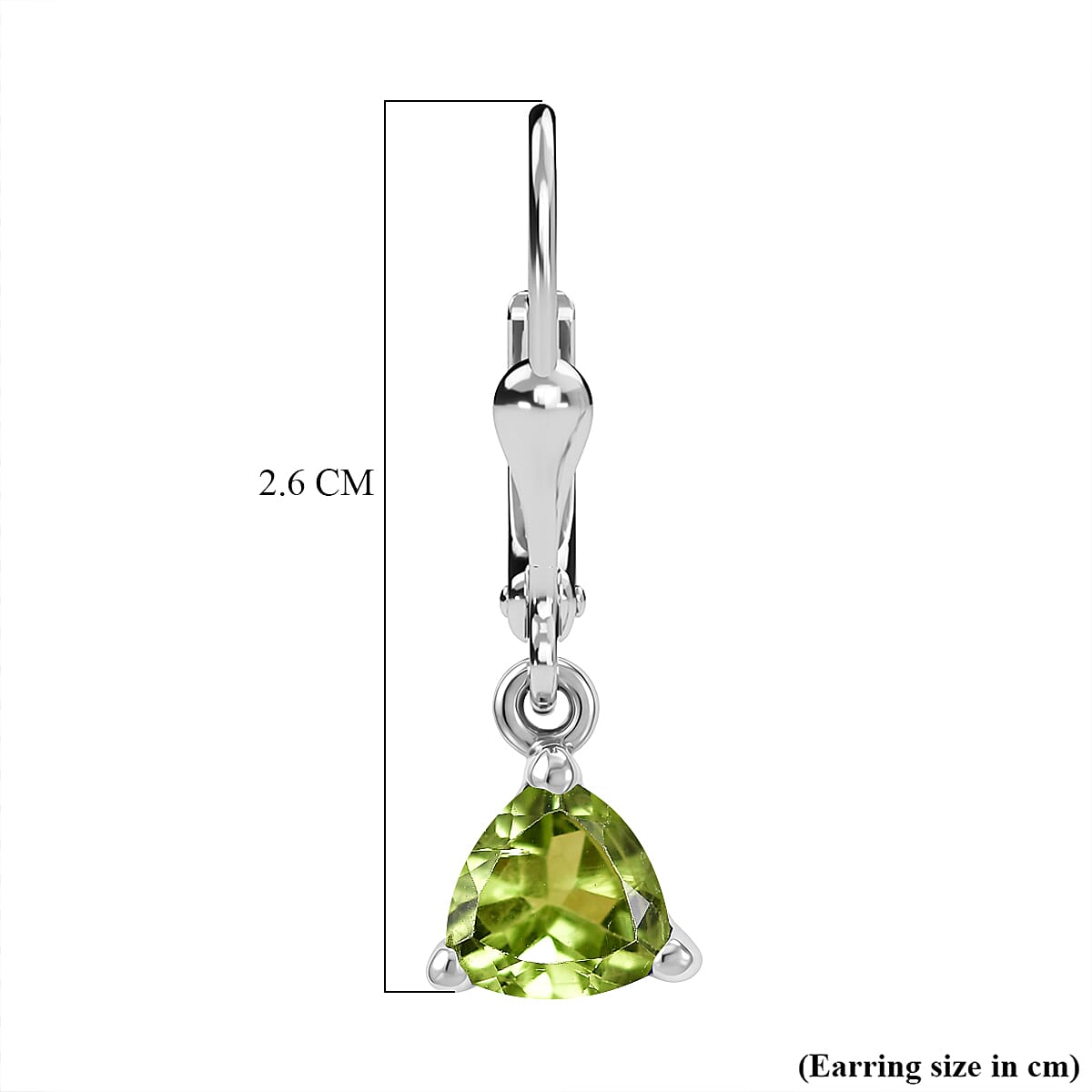 Royal Bali Collection - D'Joy Peridot Solitaire Earring with Lever Back in Rhodium Overlay Sterling Silver 1.60 Ct.