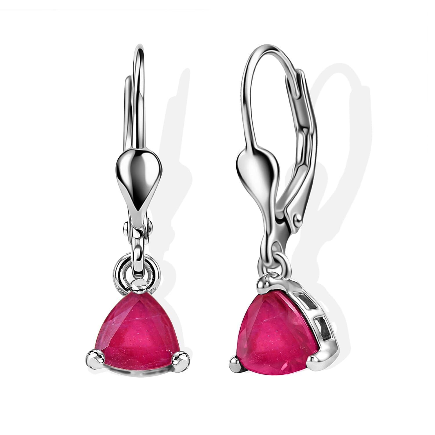Royal Bali Collection - D'Joy African Ruby Cluster Earring with Lever Back in Rhodium Overlay Sterling Silver 2.37 Ct.