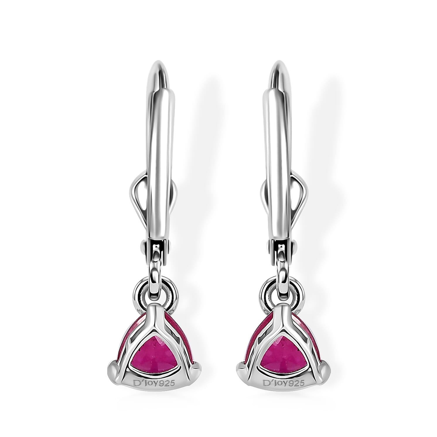 Royal Bali Collection - D'Joy African Ruby Cluster Earring with Lever Back in Rhodium Overlay Sterling Silver 2.37 Ct.