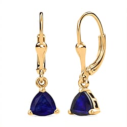 Royal Bali Collection - D'Joy Aquamarine Solitaire Earring with Lever Back in 18K Vermeil Yellow Gold Plated Sterling Silver 1.18 Ct.