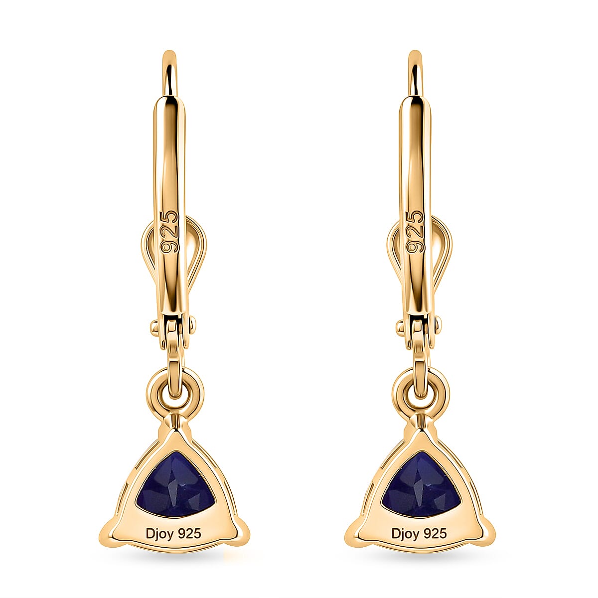Royal Bali Collection - D'Joy Masoala Sapphire Solitaire Earring with Lever Back in 18K Vermeil Yellow Gold Plated Sterling Silver 2.50 Ct.